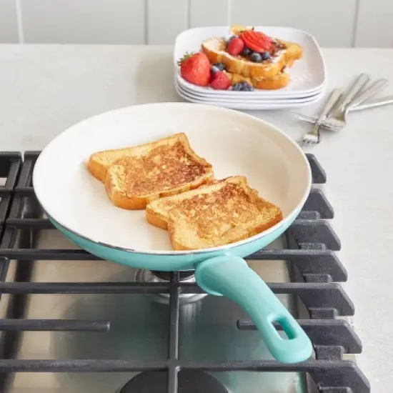 GreenLife 12" Ceramic Non-Stick Open Frypan  Turquoise image {4}