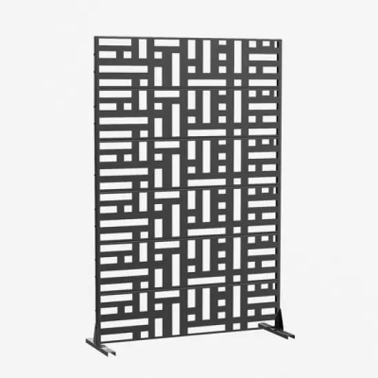 PexFix 72 in. H x 47 in. W Outdoor Metal Helen Street Black Galvanized Panel Screen Garden Fence Brick Pattern Walls image {15}