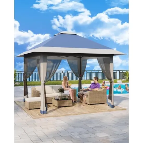 13x13 FT Gazebo Outdoor Canopy Tent, Outdoor Patio Gazebo, with Mosquito Netting, 4 Sandbags & Wheeled Bag, for Backyard image {8}