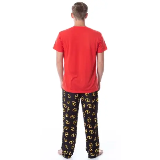 Disney Mens' The Incredibles Logo Sleep Pajama Set Shirt Pants Multicolored image {3}