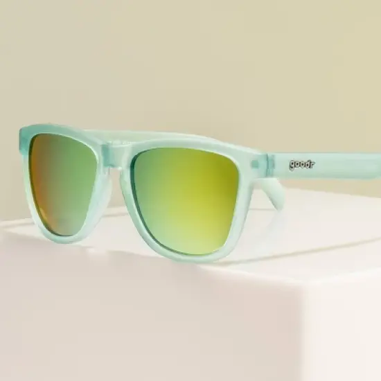 goodr Sunbathing with Wizards OG Rectangle Sunglasses: Polarized Bronze Lenses, Blue Plastic Frame, One Size Fits Most image {3}