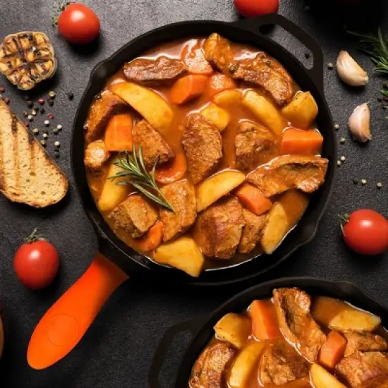 NutriChef 10" & 12" Kitchen Frying Nonstick Cookware Set w/Drip Spout Pre-Seasoned Cast Iron Skillet Pans, 10 inch - 12 inch image {2}