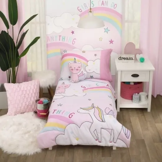 4pc Toddler Everything Caticorn Girl Power Kids' Bedding Set image {7}