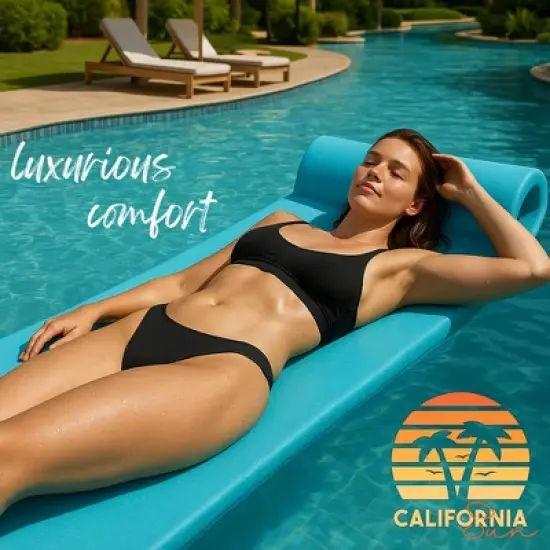 California Sun Luxury Vinyl-Dipped Pool Float with Built-in Pillow &ndash; Soft Closed-Cell Foam Lounger for Adults, Unsinkable Water Mat image {6}