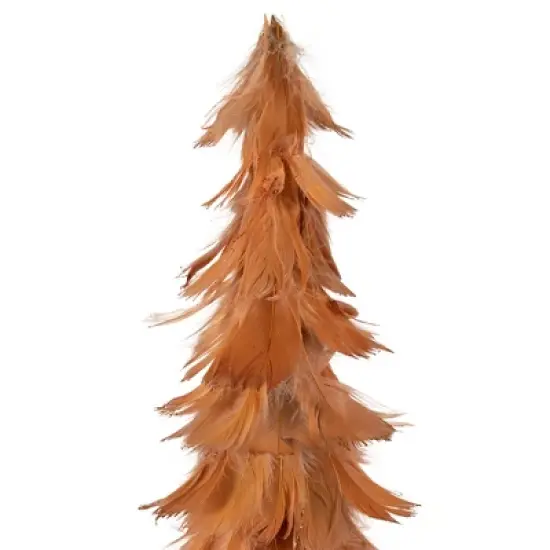 Northlight Small Layered Feather Cone Tree Glittered Christmas Decoration - 16" - Rust Orange image {2}