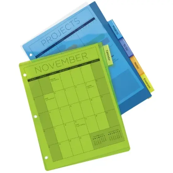 Big Tab Insertable Plastic Dividers, 5 Multicolor Tab, 4 Sets (11900) image {5}