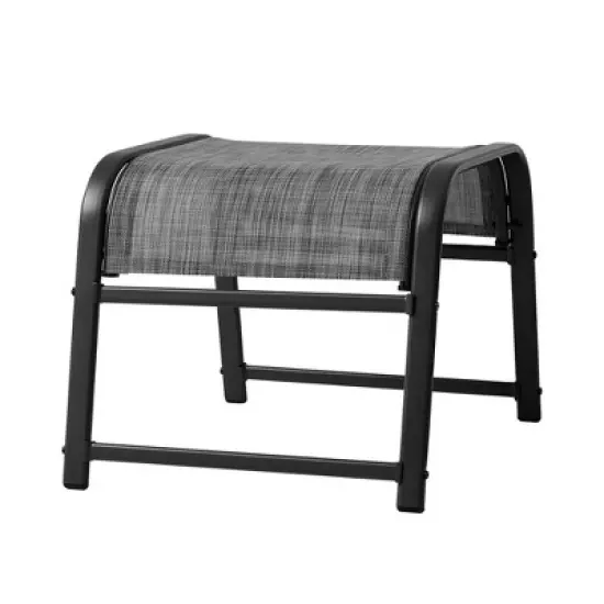 Hyleory 2-Pack Outdoor Teslin Fabric Footstools with Iron Frame - Waterproof Stackable Ottoman Set for Patio Garden and Poolside image {16}