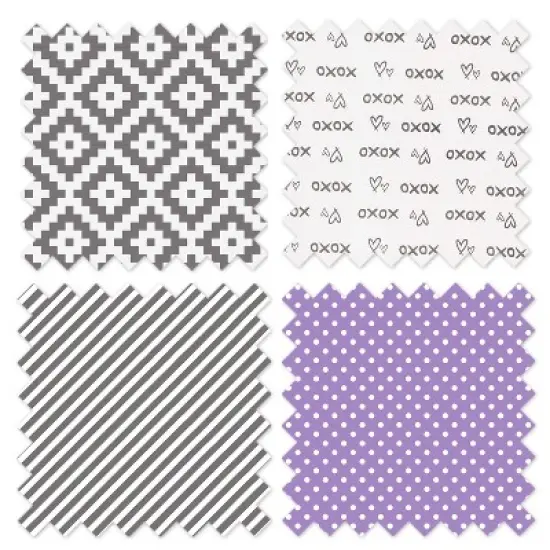 Bacati - Love Gray/Lilac Stripes Long Side Crib Rail Guard Cover image {7}