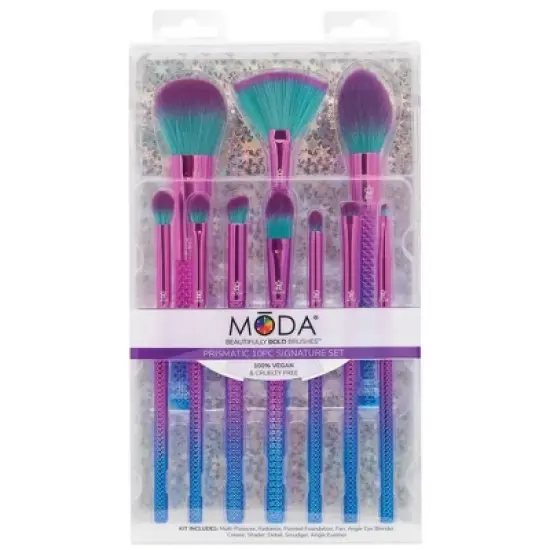 MODA Brush Prismatic Signature 10pc Makeup Brush Kit, Includes Radiance, Blender, and Crease Makeup Brushes image {7}