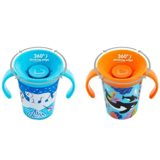 Munchkin Miracle 360 Wildlove Sippy Cup 6oz - 2pk - Polar Bear/Orca image {2}