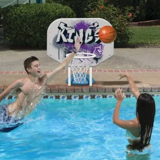 Poolmaster Graffiti Collection NBA Kings Poolside Basketball Hoop Set Durable All-Weather Base image {5}