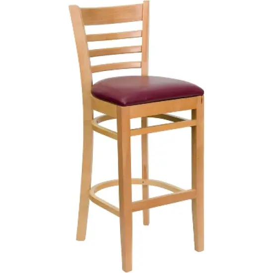 Emma and Oliver Ladder Back Wooden Restaurant Dining Barstool image {11}