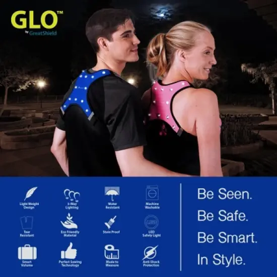 GreatShield GLO Waterproof Reflective Running Vest, LED Reflective Vest for Night Walking and Cycling, 2 Front Pockets Running Gear - Gray (L Size) image {7}