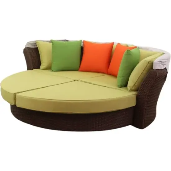 Courtyard Casual Green Eclipse Outdoor Expandable Oval Daybed with Canopy image {9}