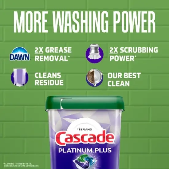 Cascade Platinum Plus Action Pacs Dishwasher Detergent - Mountain Scent - 47ct image {3}