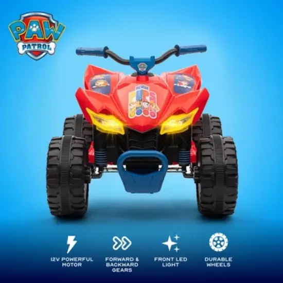 PAW Patrol 12V Kids ATV Ride-On with Rechargeable Battery, LED Headlights, Easy Start, Rugged Wheels, Forward & Reverse, Comfy Seat image {1}