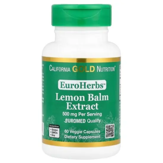 California Gold Nutrition EuroHerbs&trade;, Lemon Balm Extract, Euromed Quality, 500 mg, 60 Veggie Capsules image {5}