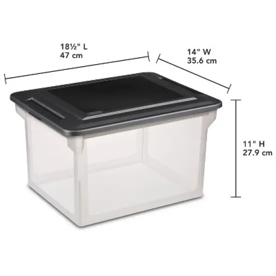 Sterilite 18.5"x14" Plastic File Box Clear/Black image {1}