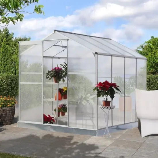 Kelly 6'x8' Garden Shed, Heavy Duty Walk-in Polycarbonate Greenhouse, Outdoor Furniture - The Pop Home image {8}