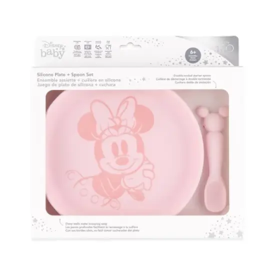Bumkins 2pc Minnie Mouse Feeding Set - Salmon Pink image {3}