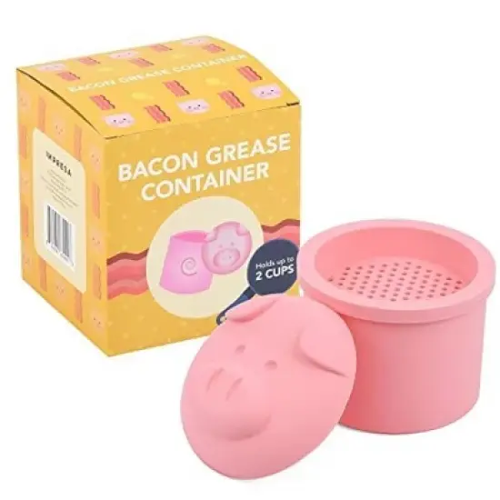 Impresa 2 Cup Extra Large Pink Pig-Shaped Grease Container - Novelty Bacon With Strainer image {6}