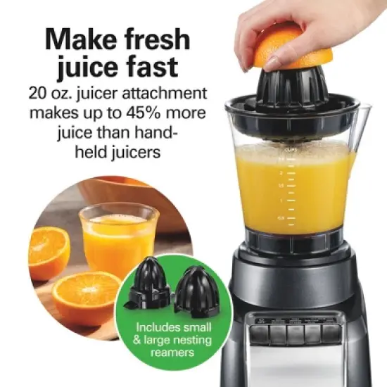 Hamilton Beach 3 in 1 Blend & Juice Glass 5-Speed Blender System Black 53524: Juicer, Smoothie Maker, Dishwasher Safe image {2}