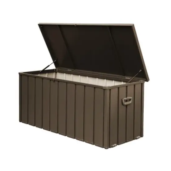 CLIHOME 160 Gallon Outdoor Portable Storage Deck Box,Large Patio Waterproof Lockable Storage Box with Side Handle and Mobile Roller image {7}