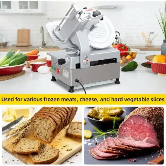Commercial 12" Automatic Slicer Blade Electric Food Slicer Cutter 180+370W Motor image {5}