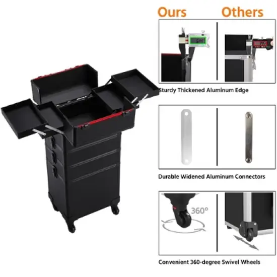 Yaheetech 4 in 1 Professional Makeup Train Case Aluminum Cosmetic Case image {4}