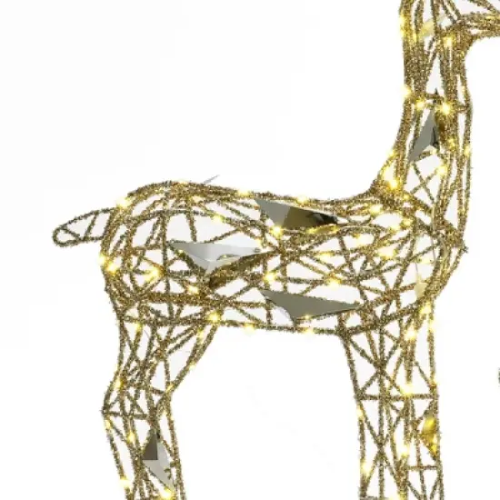 LuxenHome 3-Piece Gold Glitter Deer Family Outdoor Holiday Decoration with Lights Brown image {9}