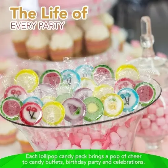 4E's Novelty Fruit Lollipops Bulk Set &ndash; 84 Individually Wrapped Suckers for Parties & Treat Bags, 1.1lb image {6}