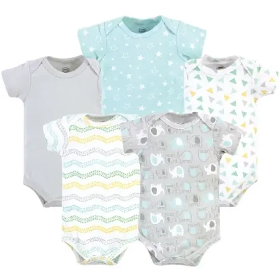 Luvable Friends Cotton Bodysuits 5pk, Unisex Basic Elephant image {6}