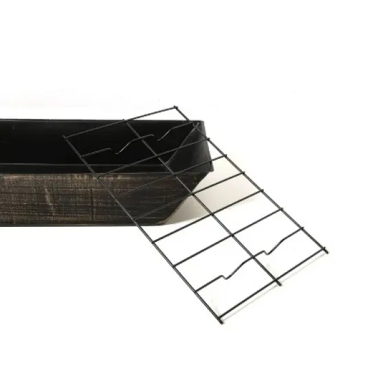 WELLFOR 37" Rectangular Metal Outdoor Fireplace with Built-in Log Storage Bronze image {11}