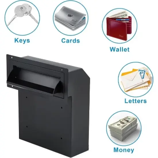 Acekool Steel Locking Wall Mount Mailbox, Security Key Drop Box for Outdoor, for Parcels & Letter Collection image {3}