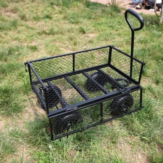 UBSSO Heavy-Duty Steel Mesh Garden Cart, All-Terrain Utility Wagon for Hauling, TC1840BKG image {5}