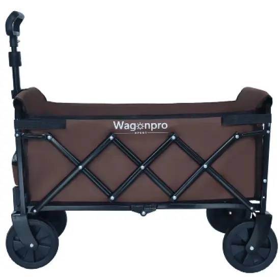 Expandable Dual-Layer Utility Wagon with 100% Extra Space - Grocery CartSupports 225lbs, Brown image {4}