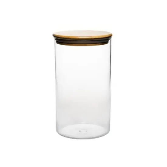 Amici Home Yosemite Glass Canister, Food Storage Jar with Airtight Seal Wood Lid, Modern Design Jar for Dry Food, Tea, Coffee, Spices image {4}