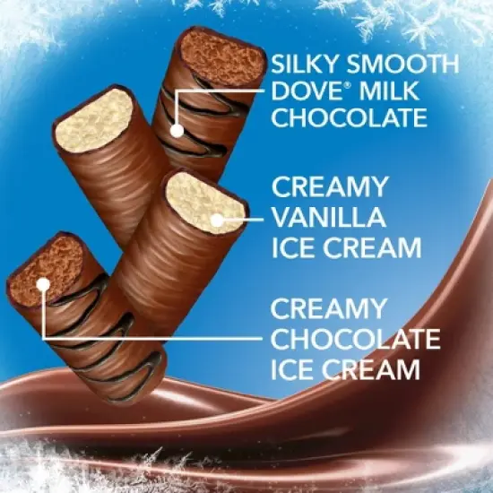 DOVE Minis Frozen Ice Cream Bars Variety Mix Vanilla and Chocolate Ice Cream With Milk Chocolate - 10ct/7.5 fl oz image {2}