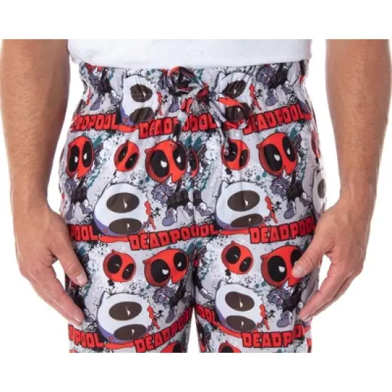 Marvel Men's Deadpool Chibi Character Print Adult Sleep Lounge Pajama Pants Chibi Deadpool image {1}