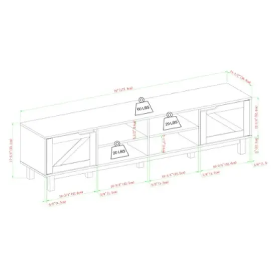 Modern Rustic 2 Door Storage TV Stand for TVs up to 80" - Saracina Home image {9}
