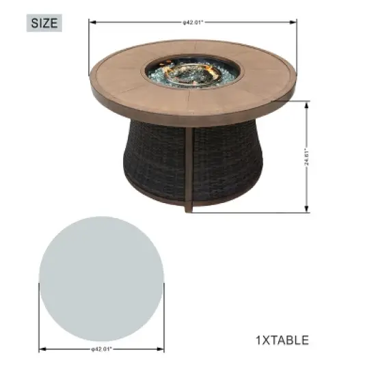 Moda Furnishings 24.6'' H x 42'' W Aluminum Propane Outdoor Fire Pit Table with Lid image {2}