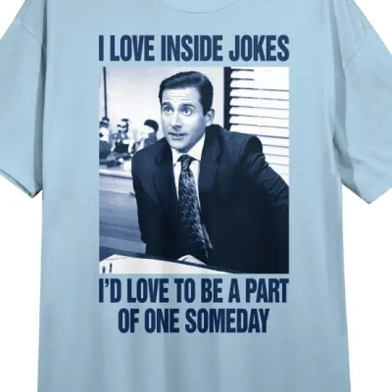 The Office Inside Jokes Crew Neck Short Sleeve Light Blue Women's Night Shirt image {1}