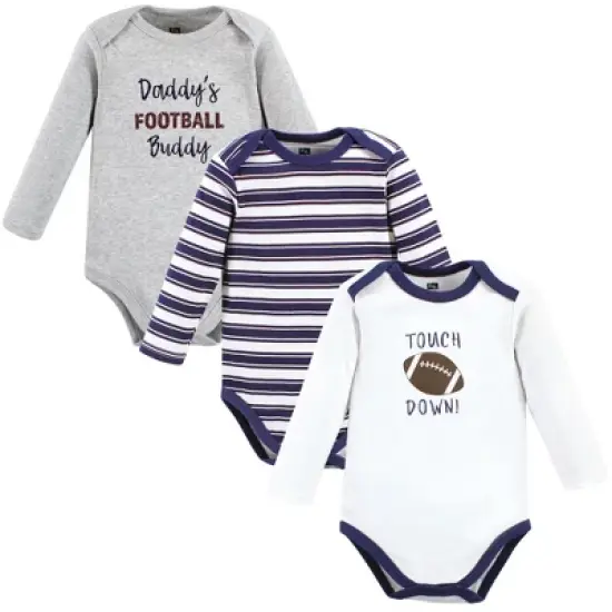 Hudson Baby Infant Boy Cotton Long-Sleeve Bodysuits, Football Buddy 3-Pack image {5}