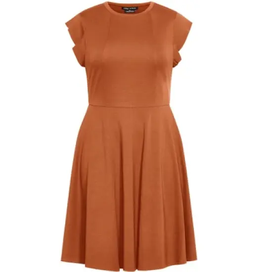 Women's Plus Size Frill Shoulder Dress - ginger | CITY CHIC image {4}
