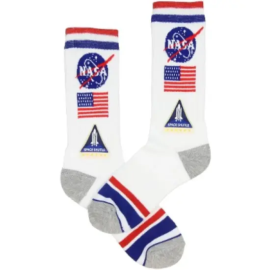 Buzz Aldrin NASA Meatball Logo and Symbols Crew Socks 2 Pair Calf High Multicoloured image {1}