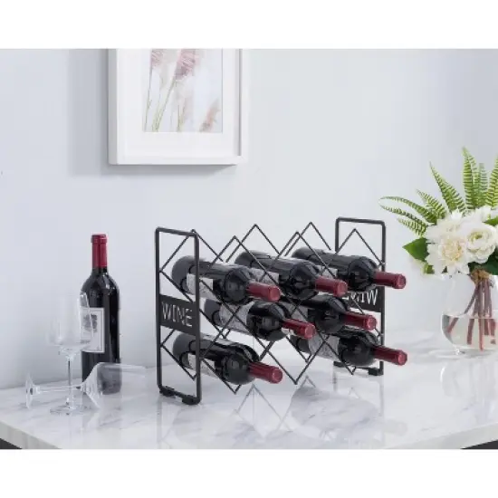 Kings Brand Furniture - Countertop Tabletop Wine Rack, Wine Bottle Storage Holder Stand for Home Kitchen & Bar - Pewter - No Assembly Required image {4}