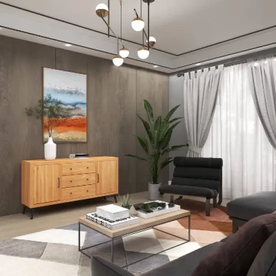 Modern Wood Sideboard Buffet Light Brown - Olivia & May image {14}