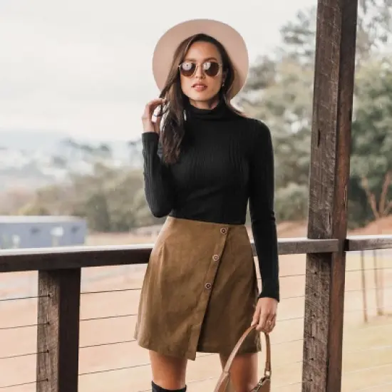 Women's Corduroy Button-Front Mini Wrap Skirt - Cupshe image {4}