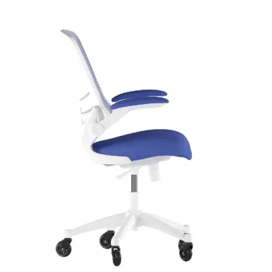 Flash Furniture Kelista Mid-Back Swivel Ergonomic Task Office Chair with Flip-Up Arms and Transparent Roller Wheels image {6}