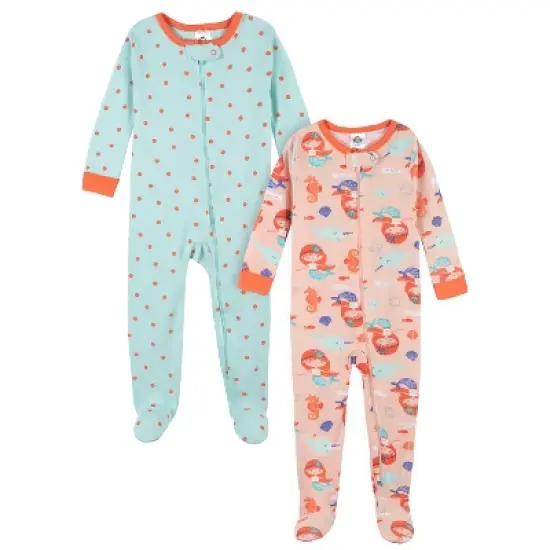 Gerber Baby & Toddler Girls Snug Fit Footed Cotton Pajamas, 2-Pack image {12}